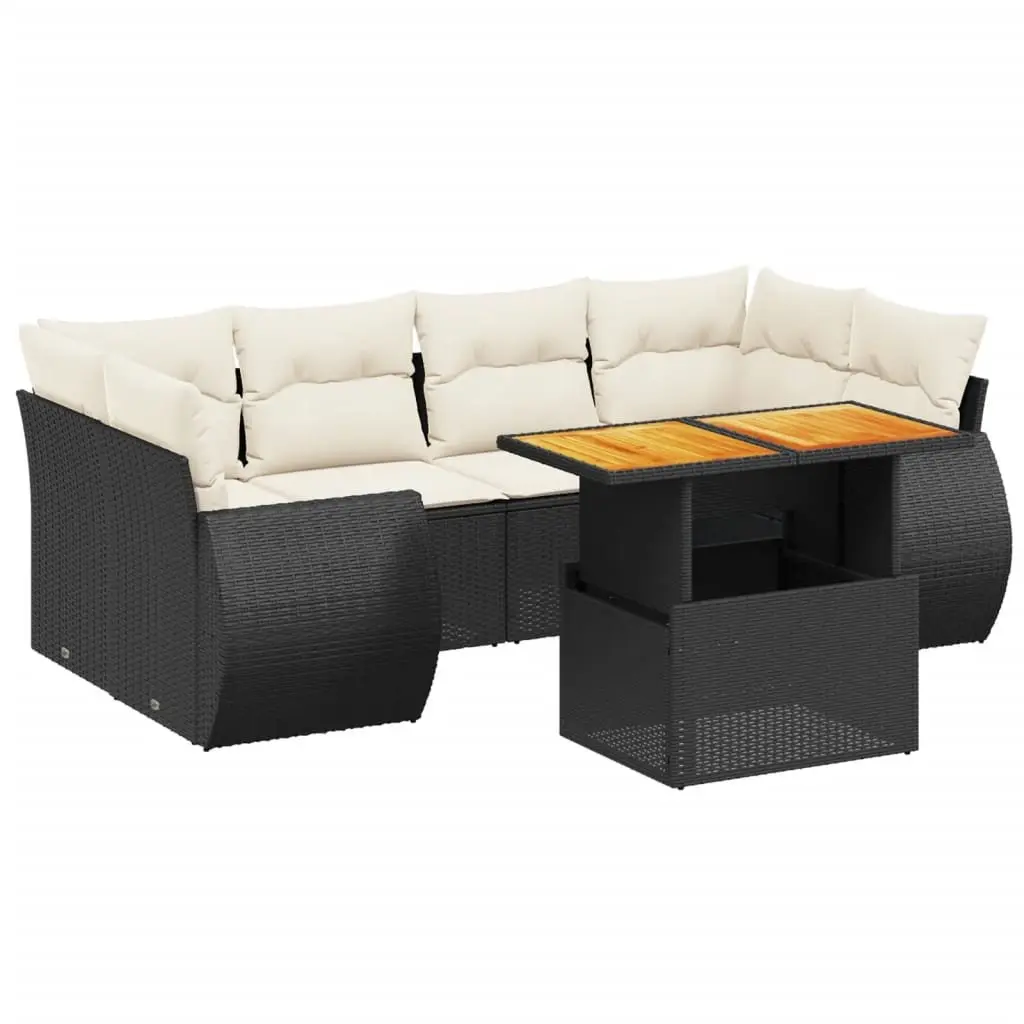 7-Piece Modular Black Garden Sofa Set