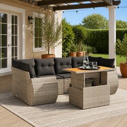 Garden Sofa Set with 7 Pieces: Grey Modular Design