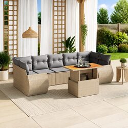 Specifications of the 8-Piece Beige Garden Sofa Set
