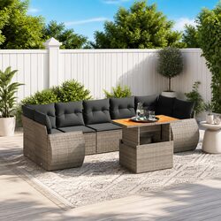 8-Piece Grey Outdoor Sofa Set: Modular PE Rattan Design