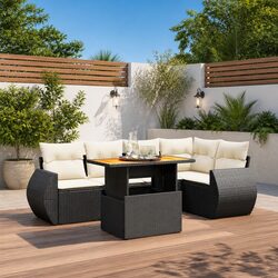 6-Piece Modular Garden Sofa Set with Adjustable Table