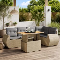 Factual Overview of a 6 Piece Beige Garden Sofa Set