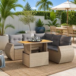 Specifications of 6 Piece Garden Sofa Set in Beige
