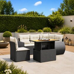 Garden Sofa Set Specifications: 6-Piece Modular Black