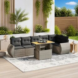 7-Piece Garden Sofa Set with Adjustable Table and Cushions