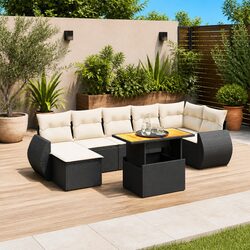 Black 8-Piece Modular Garden Sofa Set – Outdoor Furniture Details