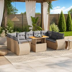 Specifications of Beige 10-Piece Garden Sofa Set