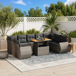 10-Piece Modular Garden Sofa Set in Grey Poly Rattan