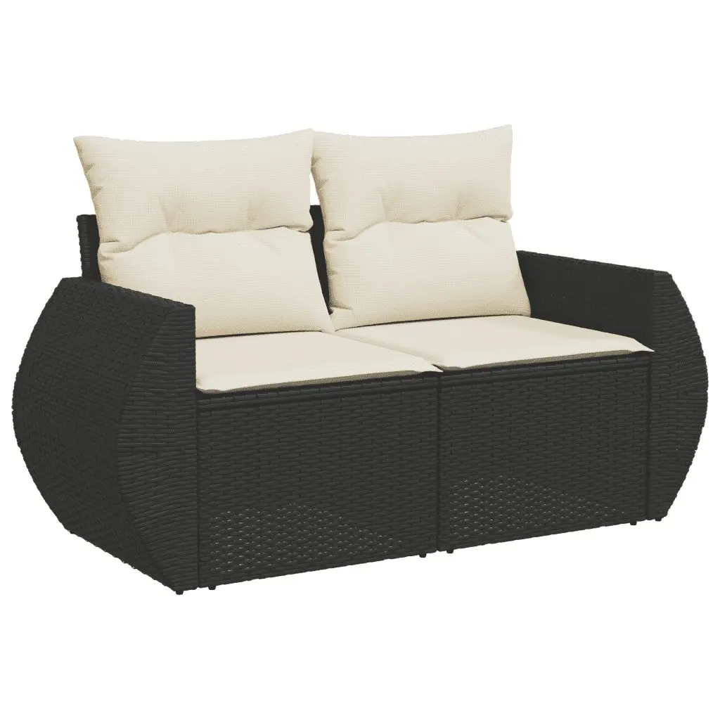 11 Piece Garden Sofa Set Outdoor Furniture Black Poly Rattan with Cushions