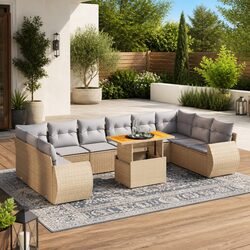 Specifications of 11-Piece Beige Garden Sofa Set