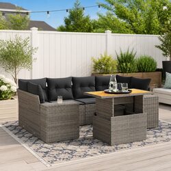 7 Piece Modular Garden Sofa Set with Adjustable Table