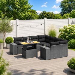 Specifications of 9 Piece Garden Sofa Set in Black Rattan