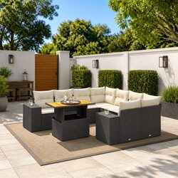9-Piece Modular Patio Sofa Set with Cushions