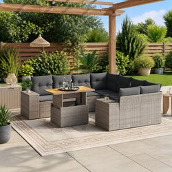 Specifications of Grey 9 Piece Garden Sofa Set with Cushions