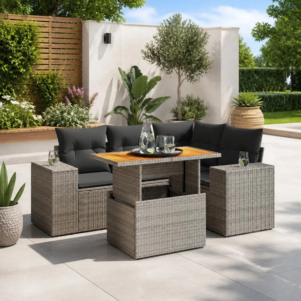 5 Piece Grey Outdoor Sofa Set