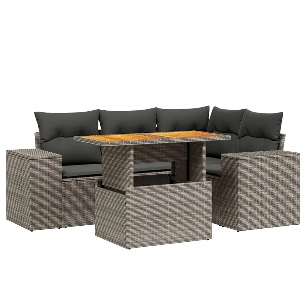 5 Piece Grey Outdoor Sofa Set