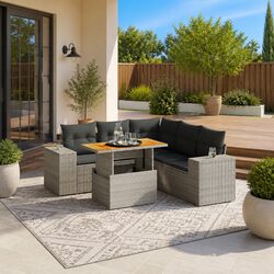 Garden Sofa Set: 6-Piece Modular Furniture in Grey