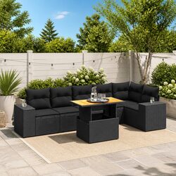 Detailed Specs of 7 Piece Black Garden Sofa Set