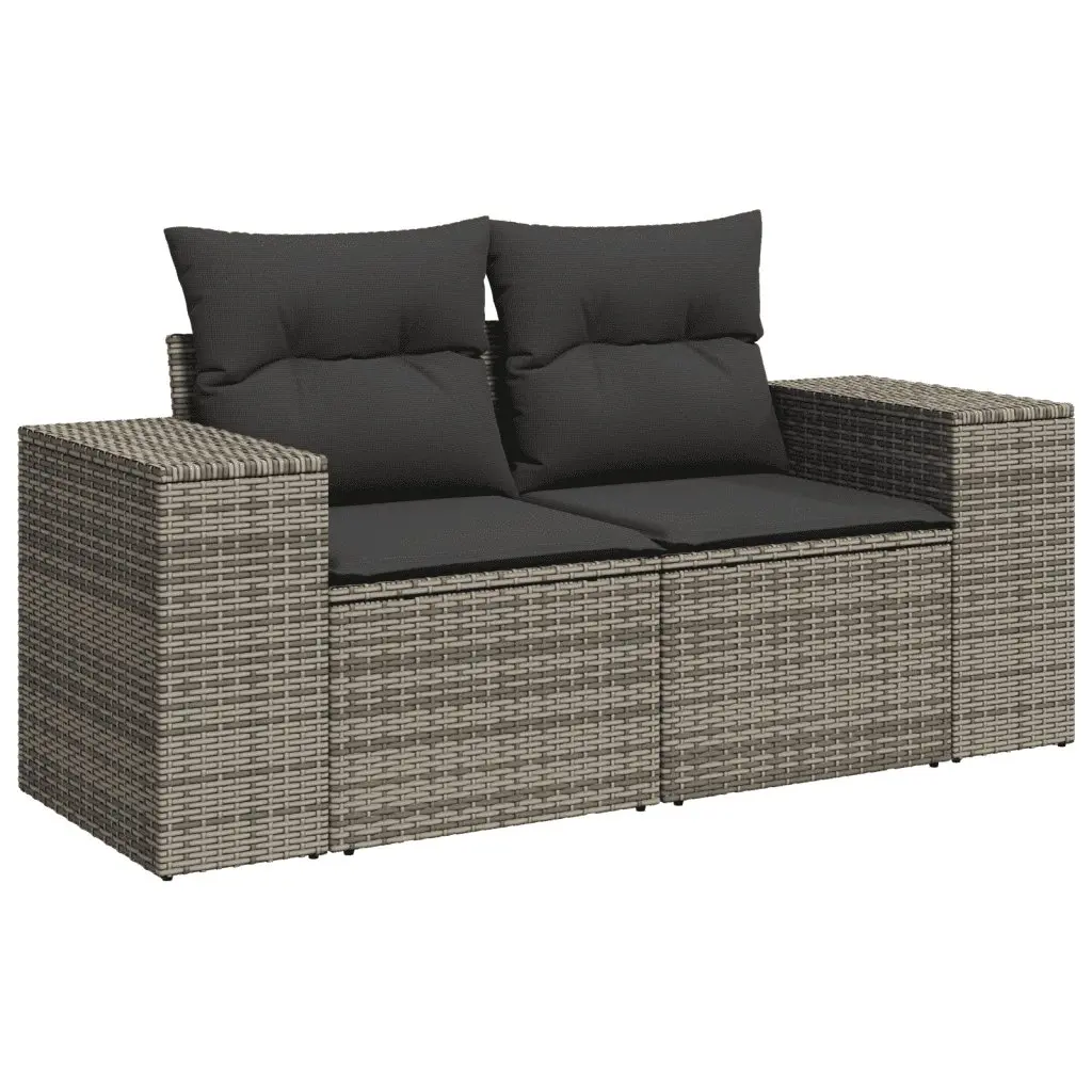 7 Piece Garden Sofa Set Outdoor Furniture Grey Poly Rattan with Cushions Patio
