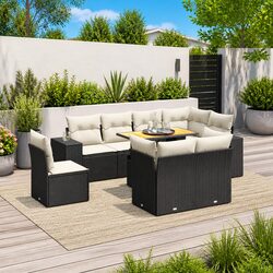 Specifications of 9 Piece Outdoor Sofa Set in Black
