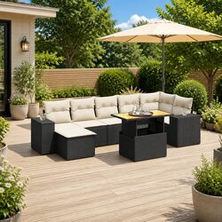 Specifications of the 8-Piece Garden Sofa Set in Black