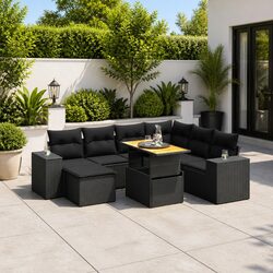 Specifications of 8-Piece Black Rattan Outdoor Sofa Set