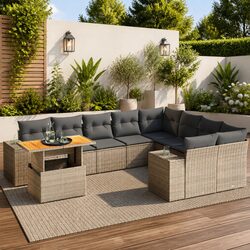 Detailed Overview of the 10-Piece Grey Garden Sofa Set