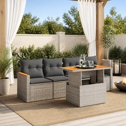 Detailed Specs: 5 Piece Grey Garden Sofa Set