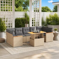 8-Piece Modular Garden Sofa Set with Cushions
