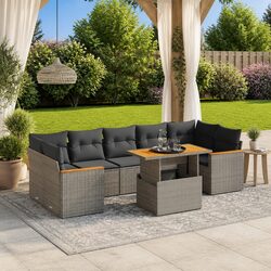 8-Piece Garden Sofa Set - Modular Grey Poly Rattan Design