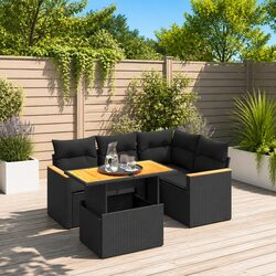 5 Piece Modular Garden Sofa Set with Cushions Details