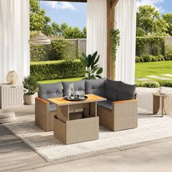 5-Piece Outdoor Sofa Set Specifications: Beige Rattan