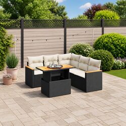 Specifications of 6-Piece Outdoor Sofa Set in Black Rattan