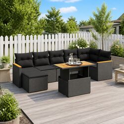 Modular Outdoor Sofa Set: 8 Pieces with Black Rattan
