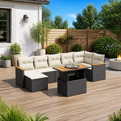 8 Piece Garden Sofa Set Specifications: Black Outdoor Furniture