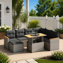 Specifications of the 8 Piece Grey Garden Sofa Set