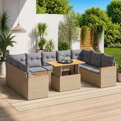 10-Piece Garden Sofa Set Specifications: Beige Poly Rattan