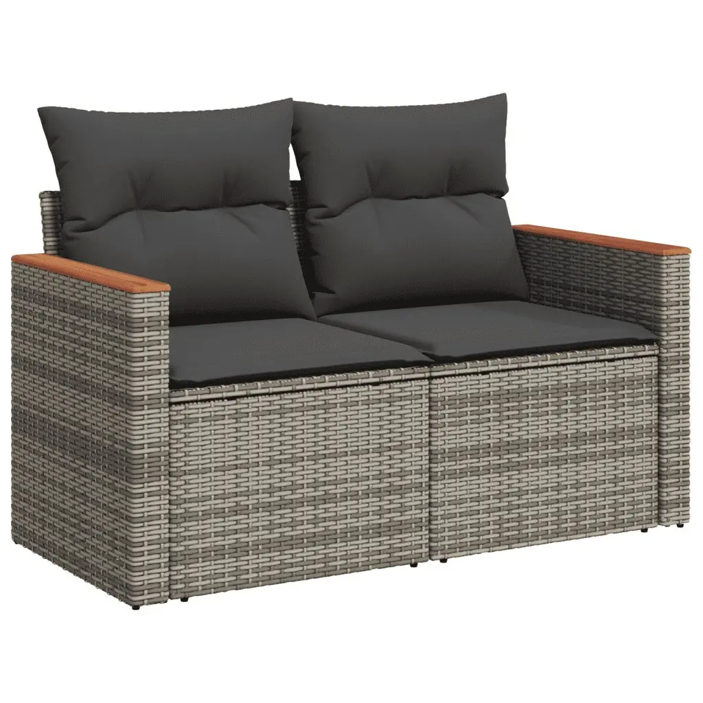 10-Piece Grey Poly Rattan Outdoor Sofa Set