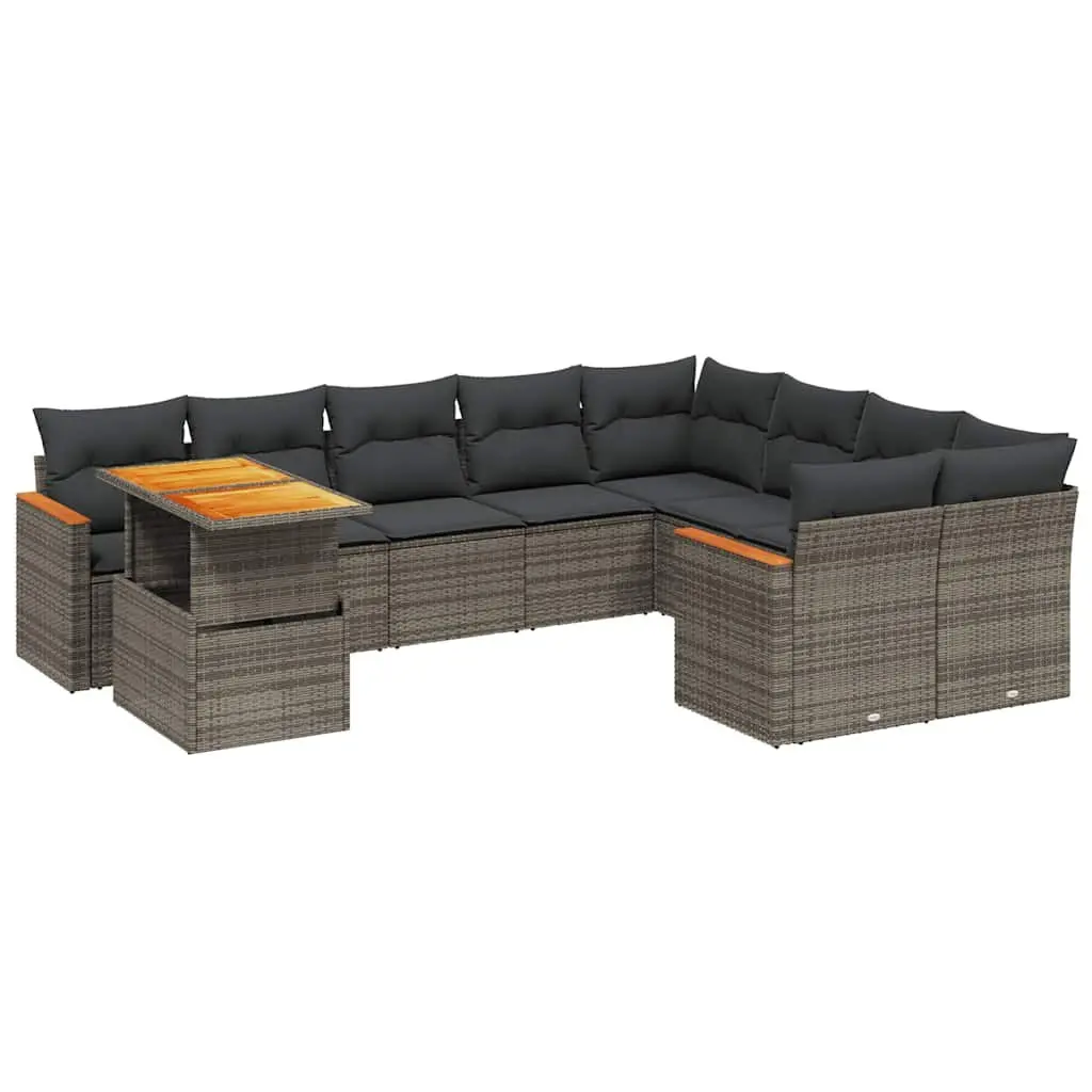 Garden Sofa Set Outdoor Furniture 10 Piece Grey Poly Rattan Modular Patio