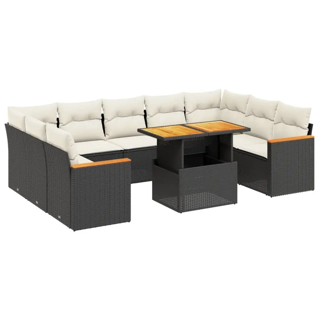 Garden Sofa Set 11 Piece Outdoor Furniture Modular Black PE Rattan Patio