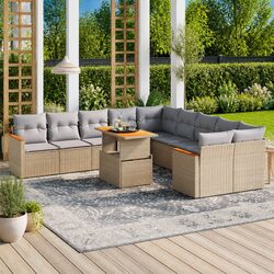 11 Piece Garden Sofa Set Specifications – Beige Rattan Furniture