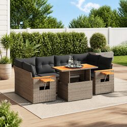 7 Piece Grey Outdoor Furniture Set - Dimensions & Materials