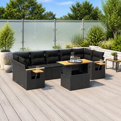 Specifications of 8 Piece Garden Sofa Set - Black Rattan