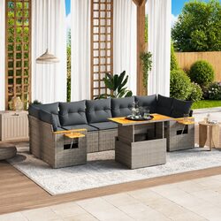 8-Piece Modular Grey Rattan Garden Sofa Specifications