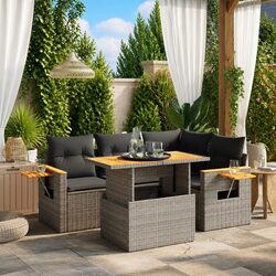5-Piece Modular Garden Sofa Set with Adjustable Tables