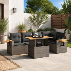 6 Piece Modular Garden Sofa Set with Adjustable Table