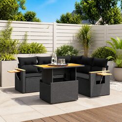6-Piece Black Garden Sofa Set: Specifications and Details