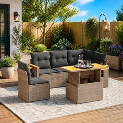 Detailed Specs for 6-Piece Garden Sofa Set in Grey