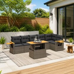 Specifications of 7 Piece Grey Rattan Sofa Set