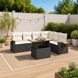 Specifications of 7 Piece Black Poly Rattan Sofa Set